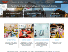 Tablet Screenshot of apartmany-zaria.sk